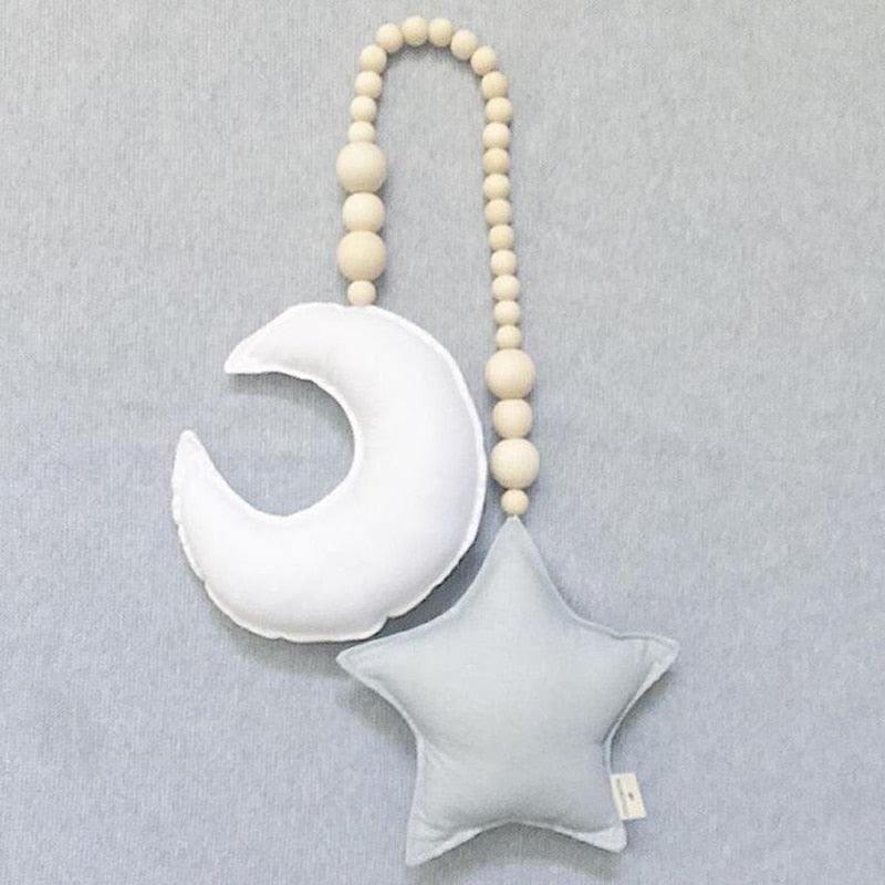 Nordic Wooden Beads Moon & Star Crib Mobile
