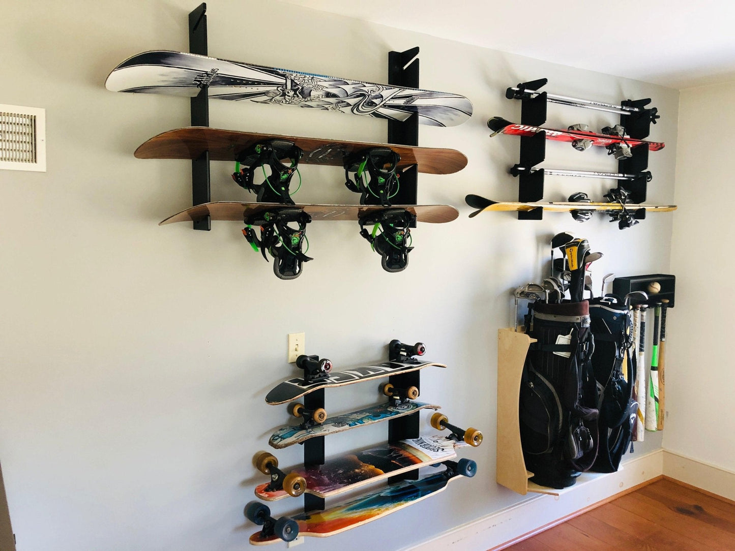 Premium Wall-Mounted Skateboard Rack for 4 Boards
