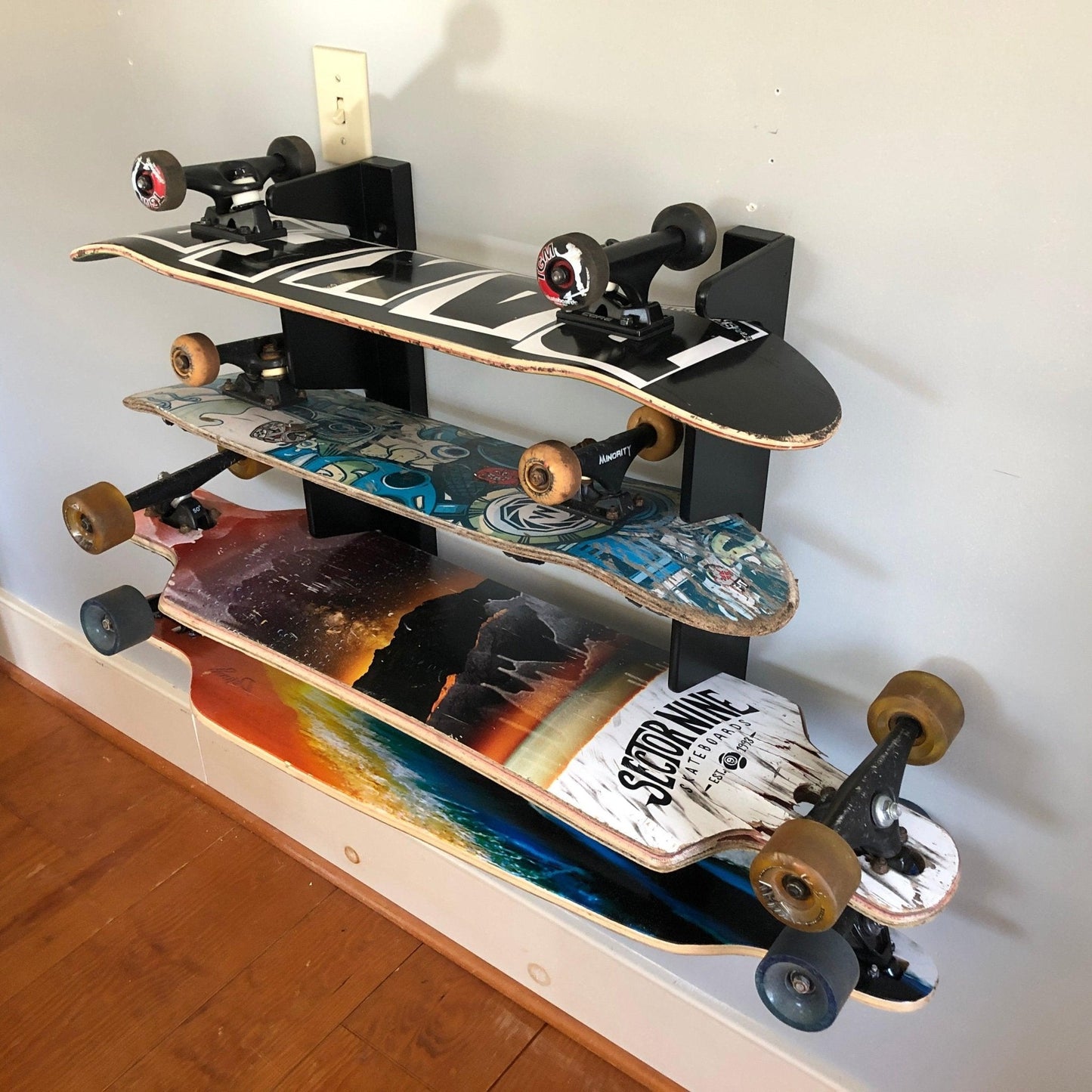 Premium Wall-Mounted Skateboard Rack for 4 Boards
