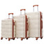 Hardshell Luggage Sets 3 Pcs Spinner Suitcase with TSA Lock Lightweight 20''24''28''  Brown+White + ABS - Korvel