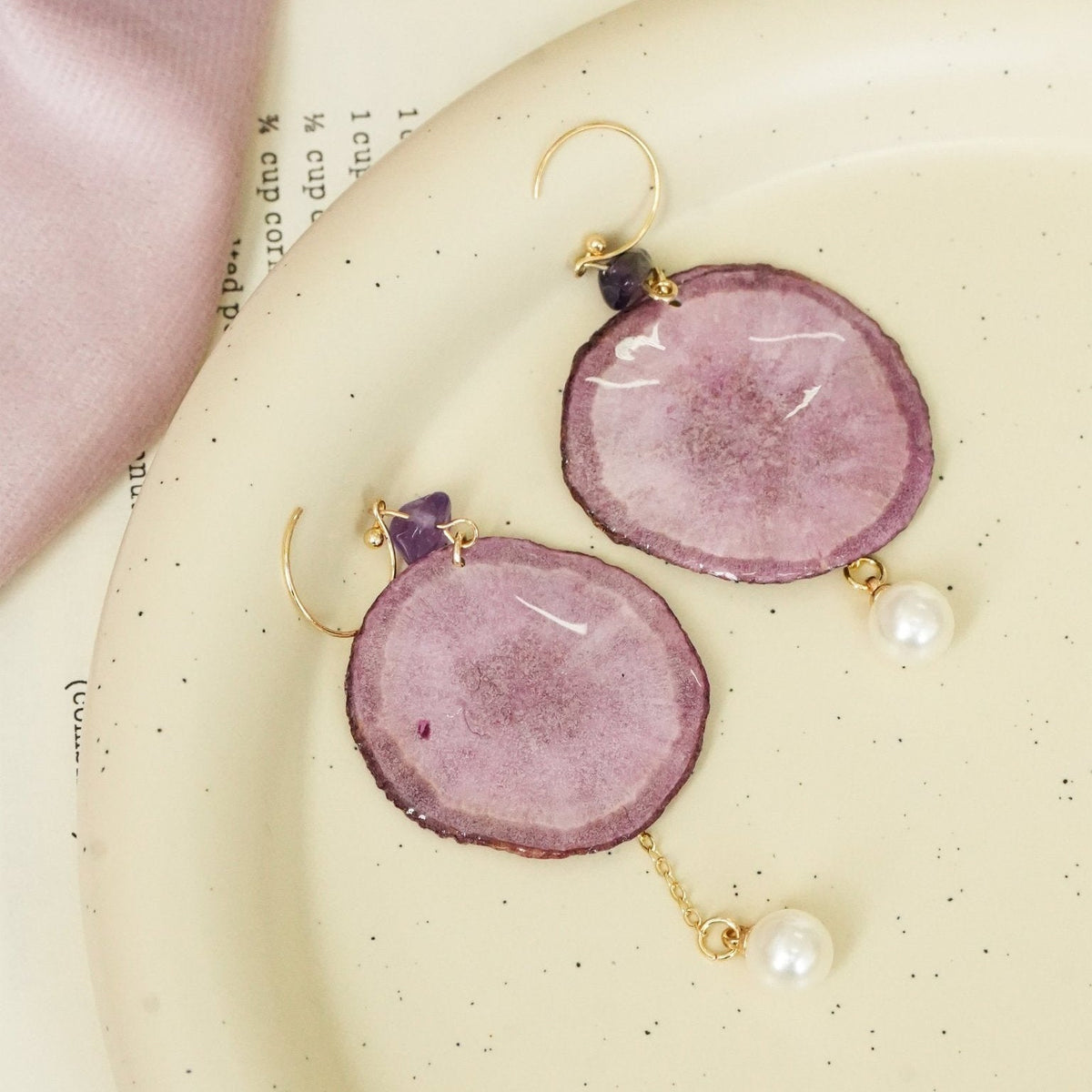 Pendientes de Rodaja de Verdura Harvest Gem - Zanahoria y Batata Morada