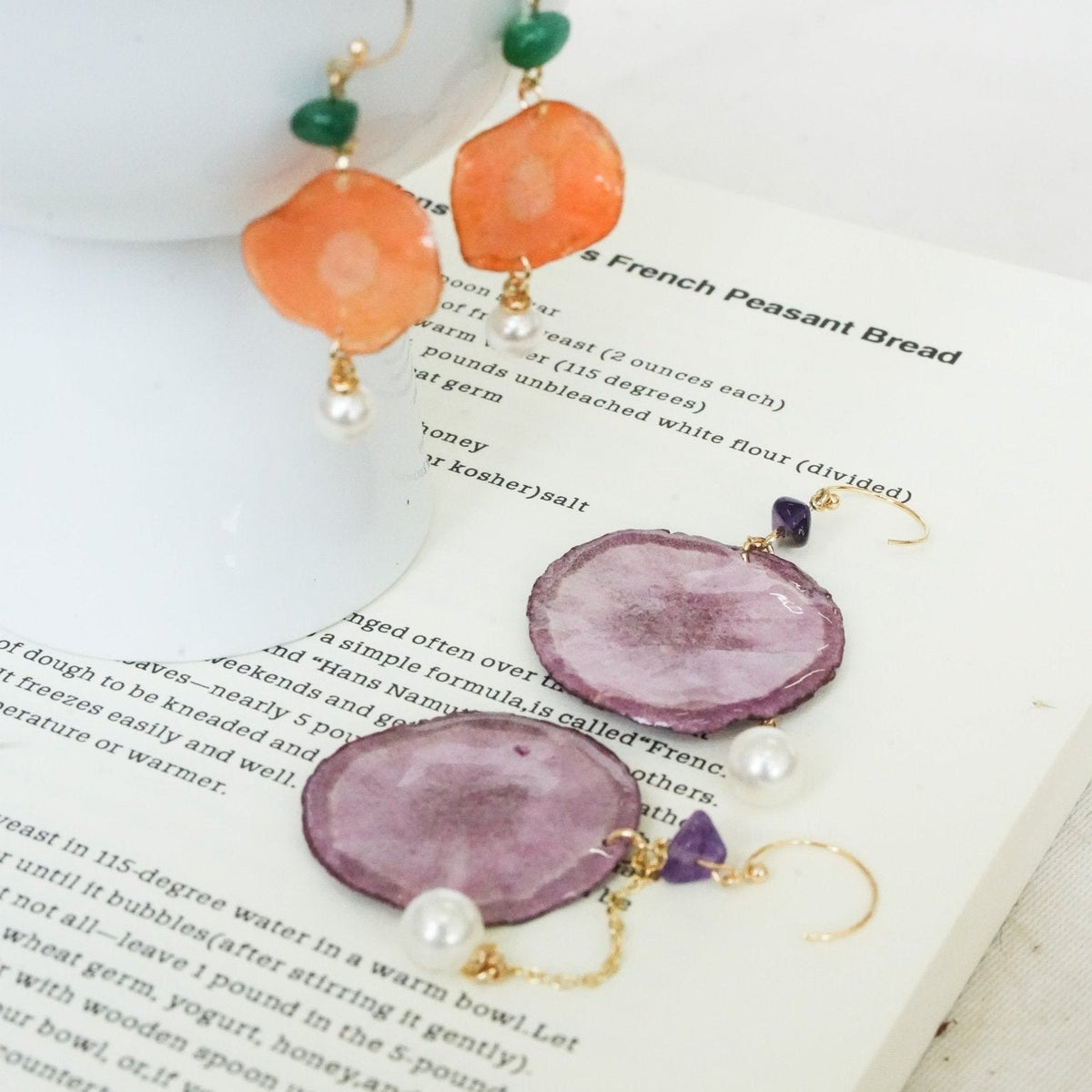 Pendientes de Rodaja de Verdura Harvest Gem - Zanahoria y Batata Morada
