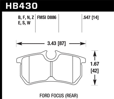 High-Performance Brake Pads for 2001-2007 Ford Focus - Front & Rear (HAWK HB430F.547) - Korvel