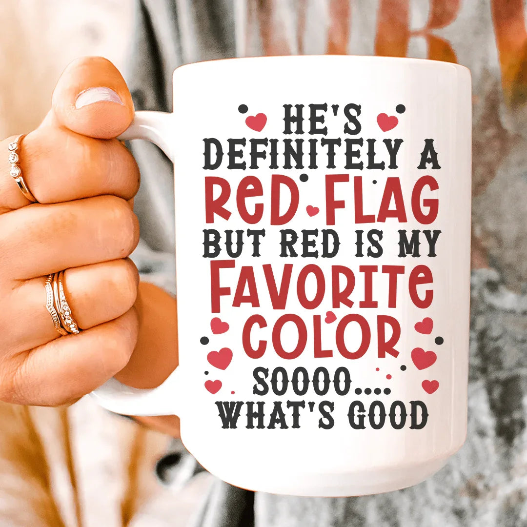 Taza de cerámica de 15 oz con la bandera roja