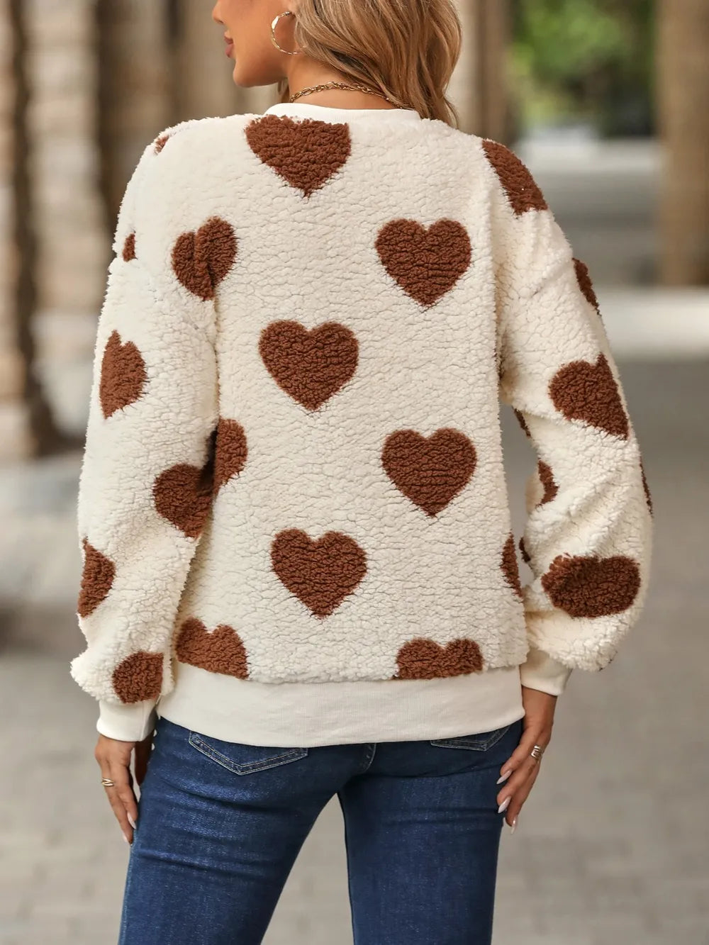 Heart Dropped Shoulder Sweatshirt - Korvel