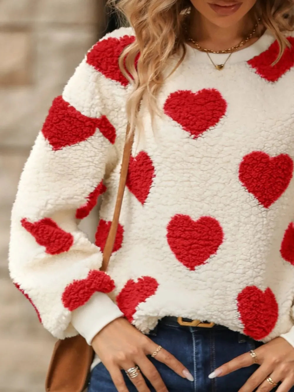 Heart Dropped Shoulder Sweatshirt - Korvel
