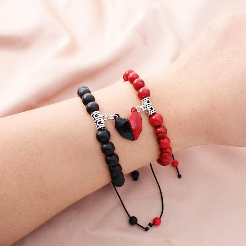 Bracelet Couple Magnétique Cœur - Bijoux Amour Ajustables