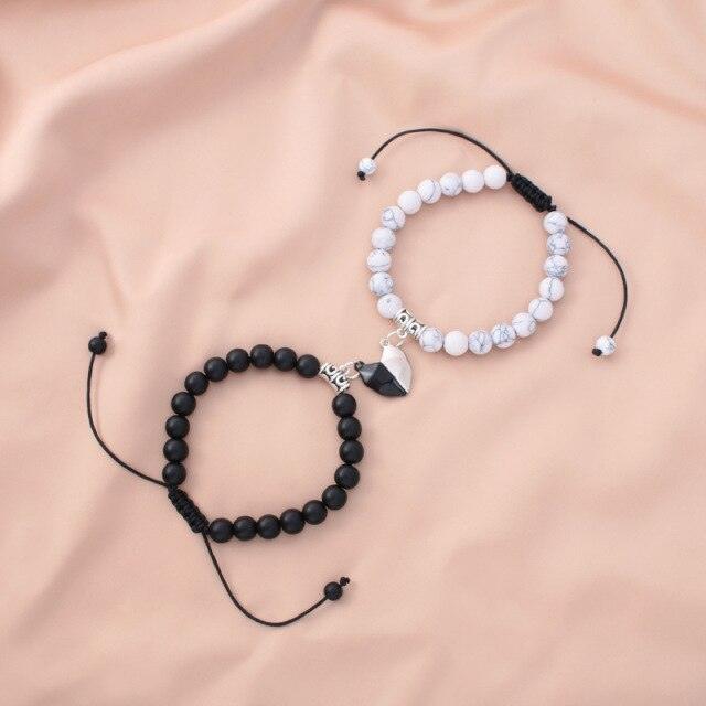 Bracelet Couple Magnétique Cœur - Bijoux Amour Ajustables