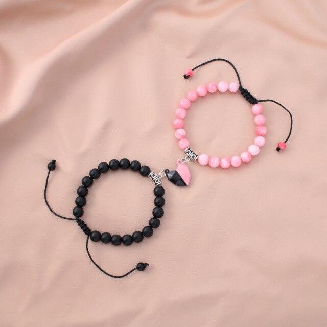 Bracelet Couple Magnétique Cœur - Bijoux Amour Ajustables