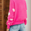 Heart Round Neck Dropped Shoulder Sweater - Korvel