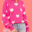 Heart Round Neck Dropped Shoulder Sweater - Korvel