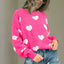 Heart Round Neck Dropped Shoulder Sweater - Korvel