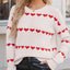Heart Round Neck Long Sleeve Sweater - Korvel