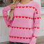 Heart Round Neck Long Sleeve Sweater - Korvel