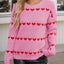Heart Round Neck Long Sleeve Sweater - Korvel