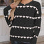 Heart Round Neck Long Sleeve Sweater - Korvel