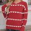 Heart Round Neck Long Sleeve Sweater - Korvel