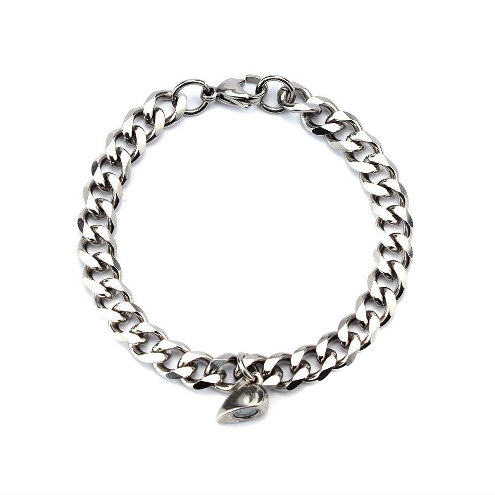 Bracelets pour couples en acier inoxydable magnétique en forme de cœur
