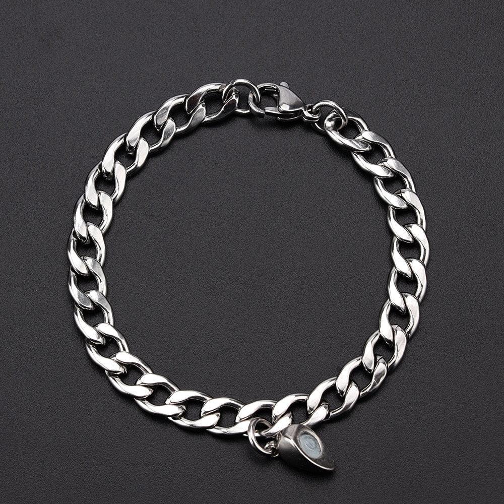 Bracelets pour couples en acier inoxydable magnétique en forme de cœur