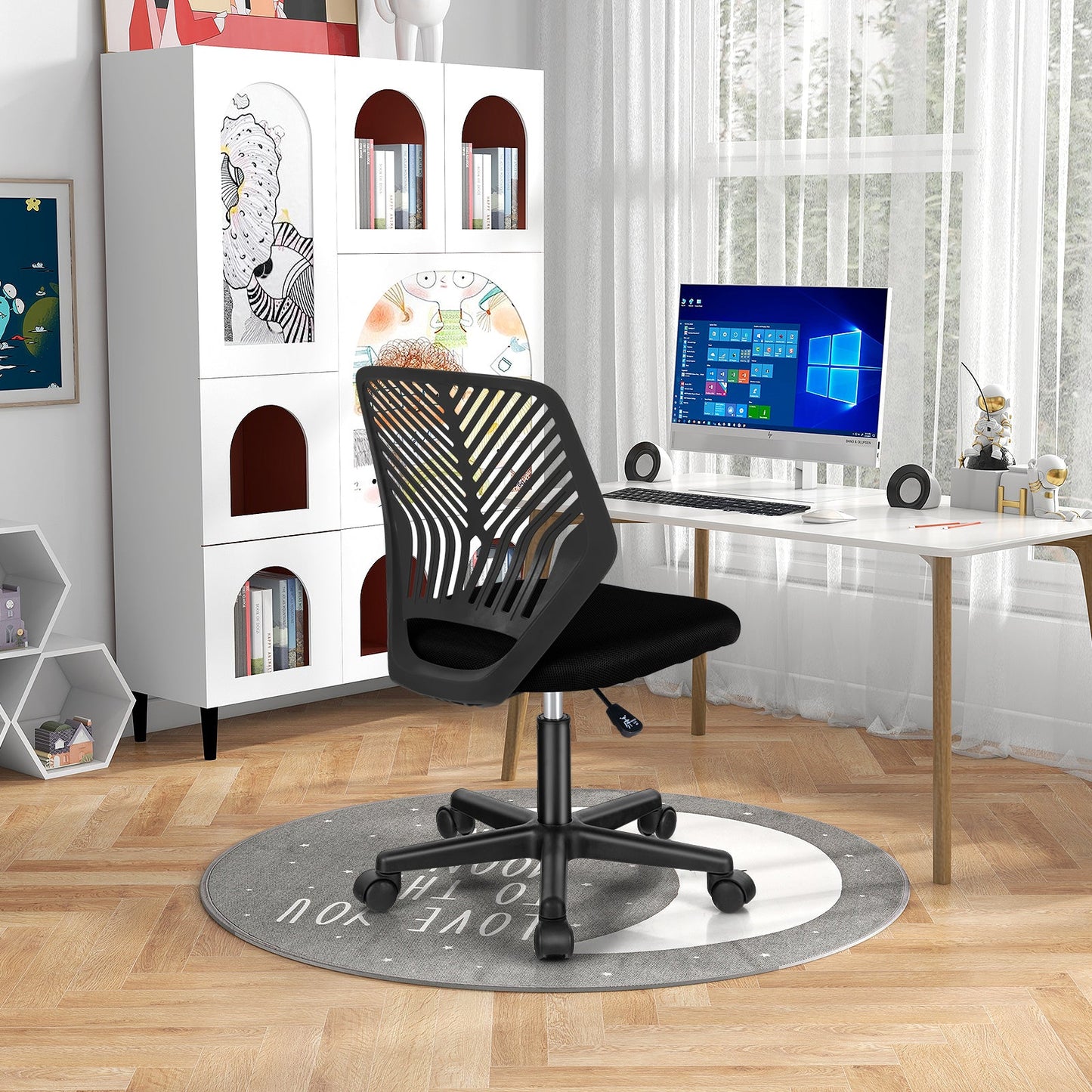 Chaise de bureau ergonomique pour enfants réglable en hauteur - Noir