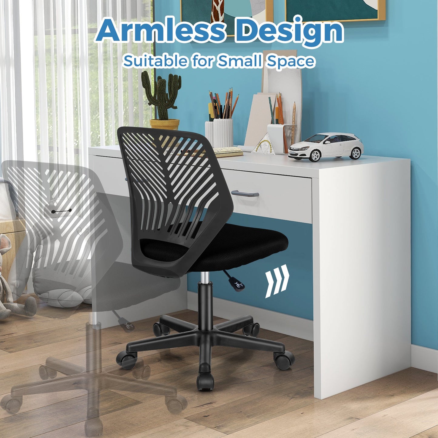 Chaise de bureau ergonomique pour enfants réglable en hauteur - Noir