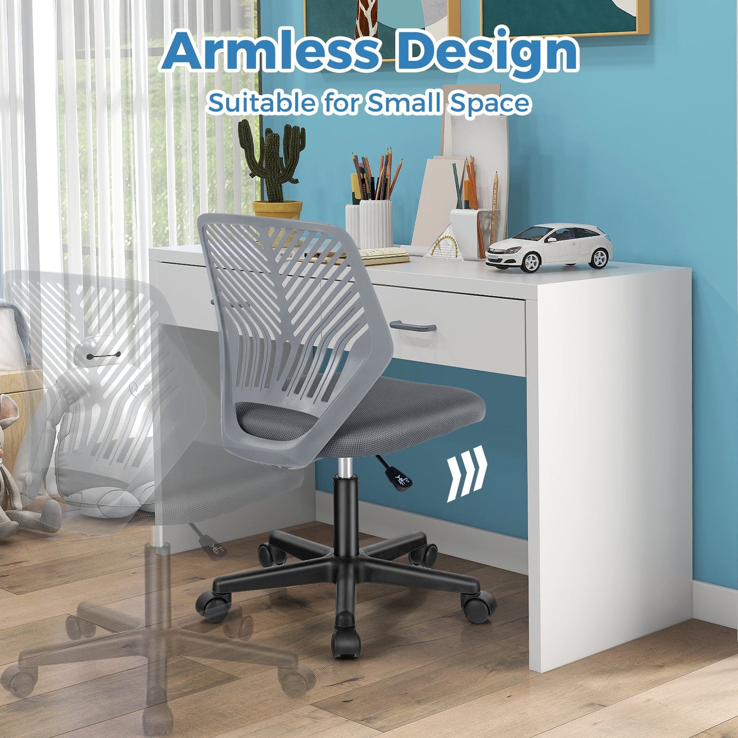 Chaise de bureau ergonomique pour enfants réglable en hauteur - Gris