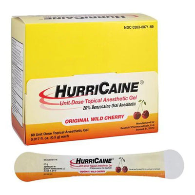 Hurricaine Gel 20% Benzocaine Wild Cherry - Box of 60 Doses