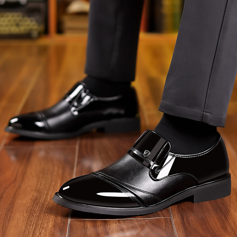 High end shiny business dress leather shoes, height increasing set feet, suit shoes, men's shoes - Korvel