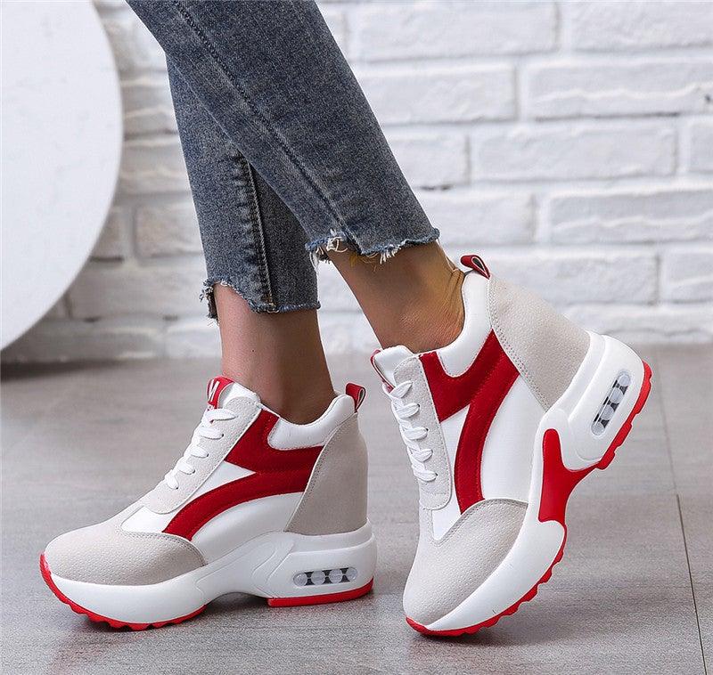 Zapatillas de Tacón Alto para Mujeres Premium - Rojo y Negro con Amortiguación de Aire