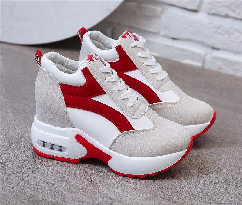 Zapatillas de Tacón Alto para Mujeres Premium - Rojo y Negro con Amortiguación de Aire