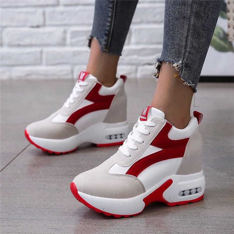 Zapatillas de Tacón Alto para Mujeres Premium - Rojo y Negro con Amortiguación de Aire