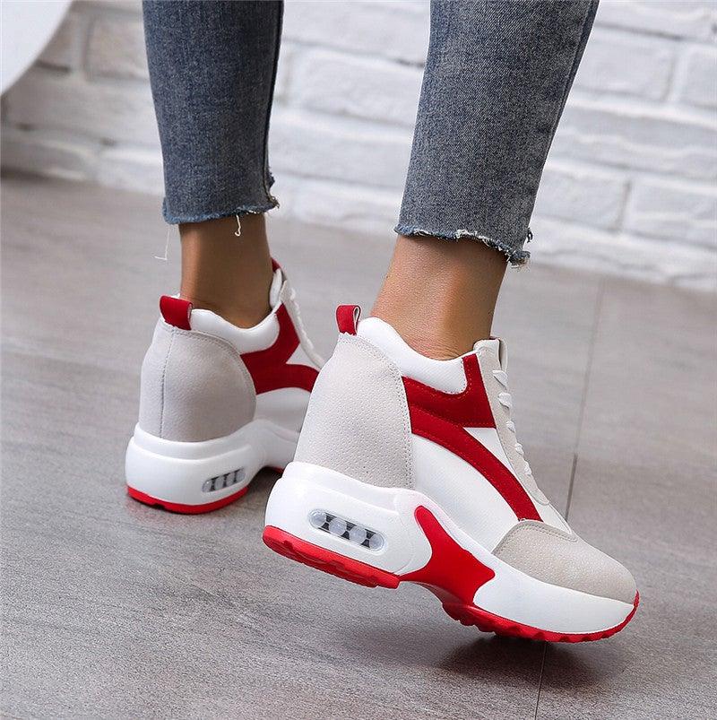 Zapatillas de Tacón Alto para Mujeres Premium - Rojo y Negro con Amortiguación de Aire
