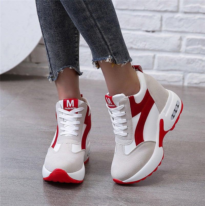 Zapatillas de Tacón Alto para Mujeres Premium - Rojo y Negro con Amortiguación de Aire