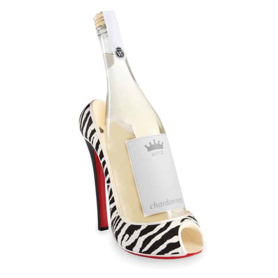 Chic Zebra Print High Heel Wine Bottle Holder - Korvel