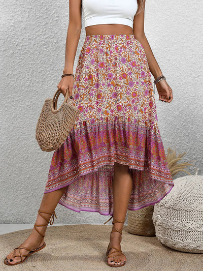 High-Low Elastic Waist Skirt - Korvel