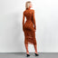 Elegant High Neck Pleated Long Sleeve Dress