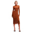 Elegant High Neck Pleated Long Sleeve Dress