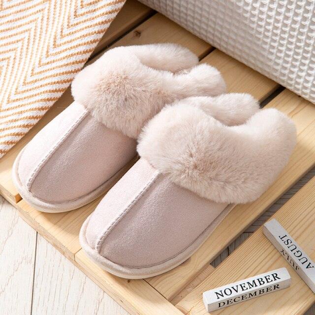 Pantuflas de Invierno de Cuero de Ternera de Suede Premium con Forro de Piel de Pana