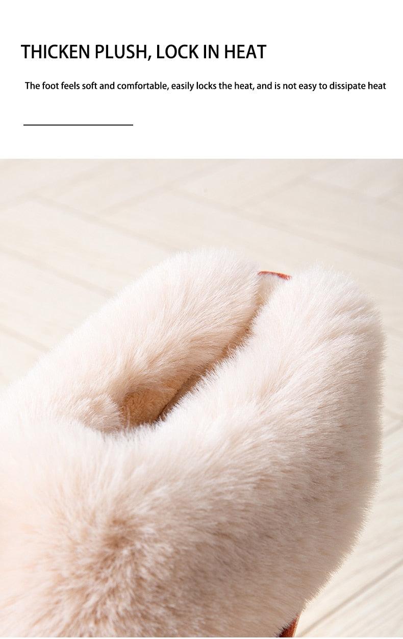 Pantuflas de Invierno de Cuero de Ternera de Suede Premium con Forro de Piel de Pana