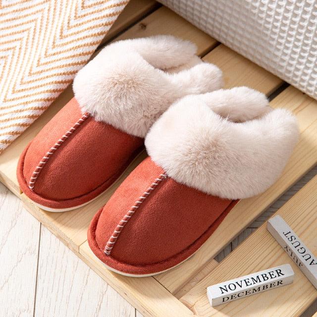 Pantuflas de Invierno de Cuero de Ternera de Suede Premium con Forro de Piel de Pana