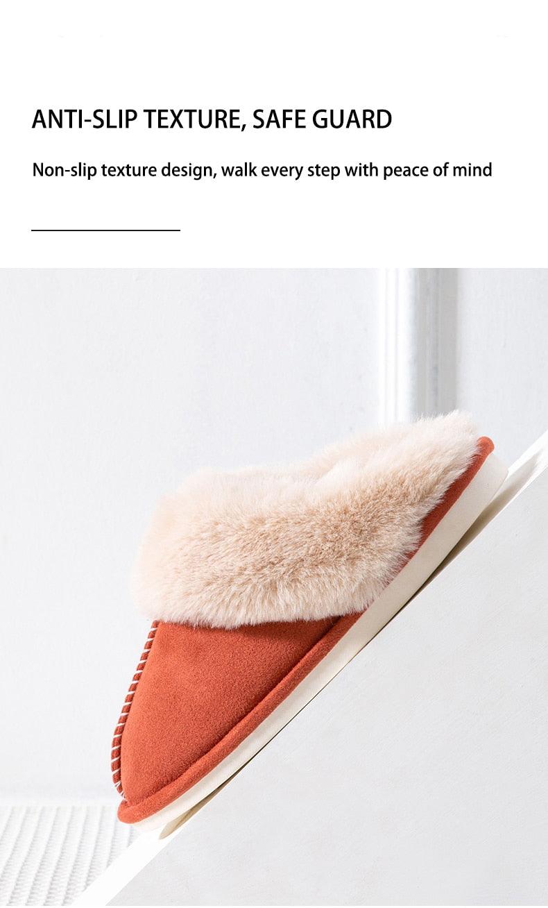 Pantuflas de Invierno de Cuero de Ternera de Suede Premium con Forro de Piel de Pana