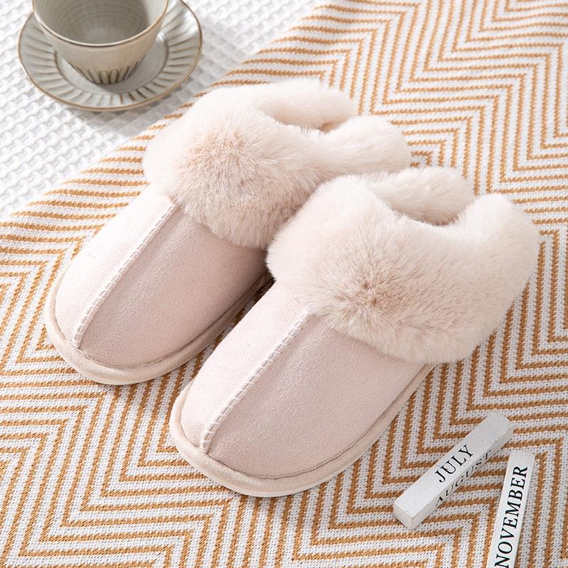 Pantuflas de Invierno de Cuero de Ternera de Suede Premium con Forro de Piel de Pana