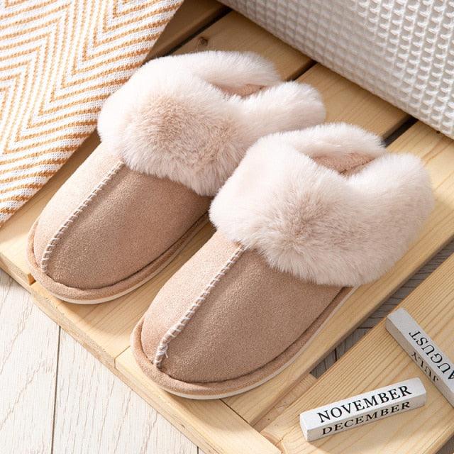 Pantuflas de Invierno de Cuero de Ternera de Suede Premium con Forro de Piel de Pana
