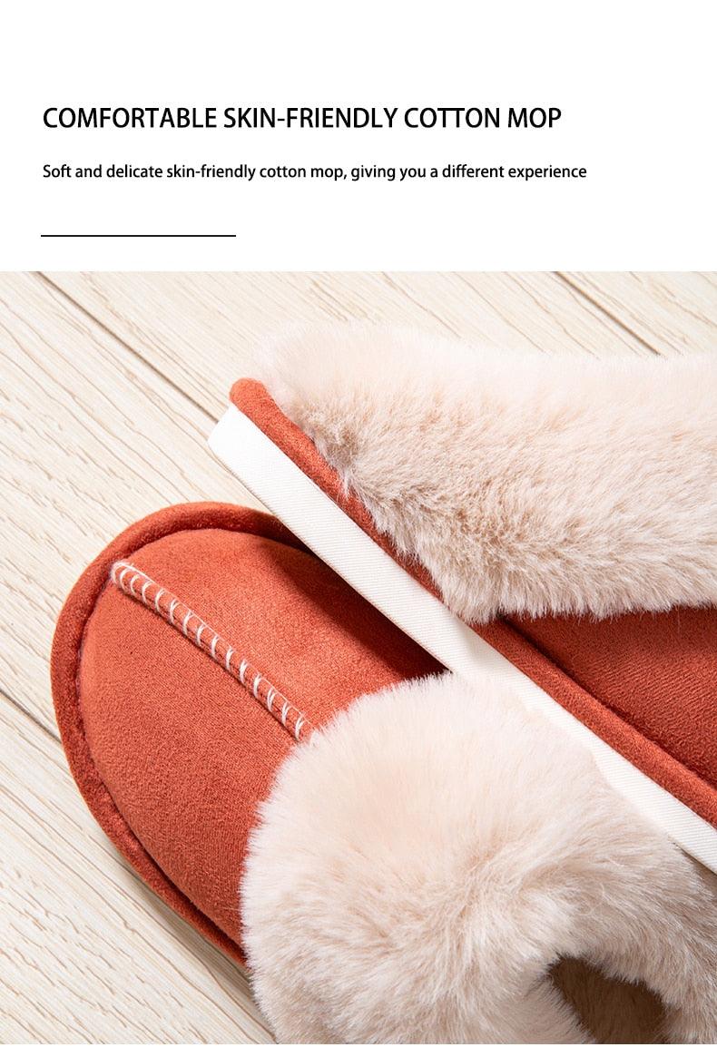 Pantuflas de Invierno de Cuero de Ternera de Suede Premium con Forro de Piel de Pana