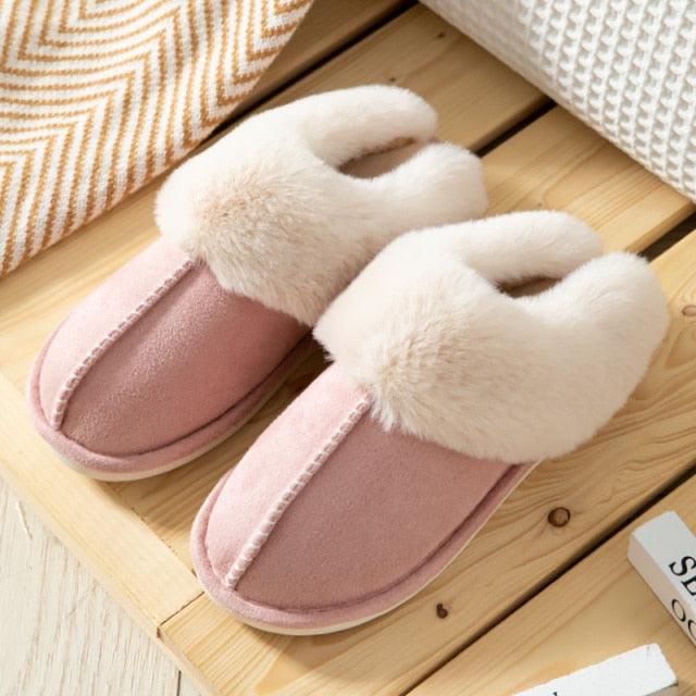 Pantuflas de Invierno de Cuero de Ternera de Suede Premium con Forro de Piel de Pana