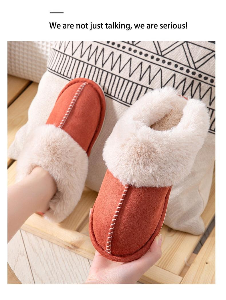 Pantuflas de Invierno de Cuero de Ternera de Suede Premium con Forro de Piel de Pana