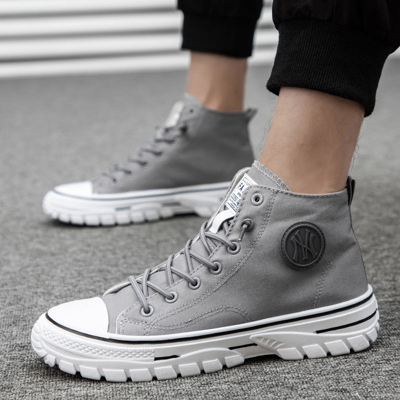 High top canvas shoes Korean style trendy sports and leisure shoes fashionable trendy shoes student board shoes - Korvel