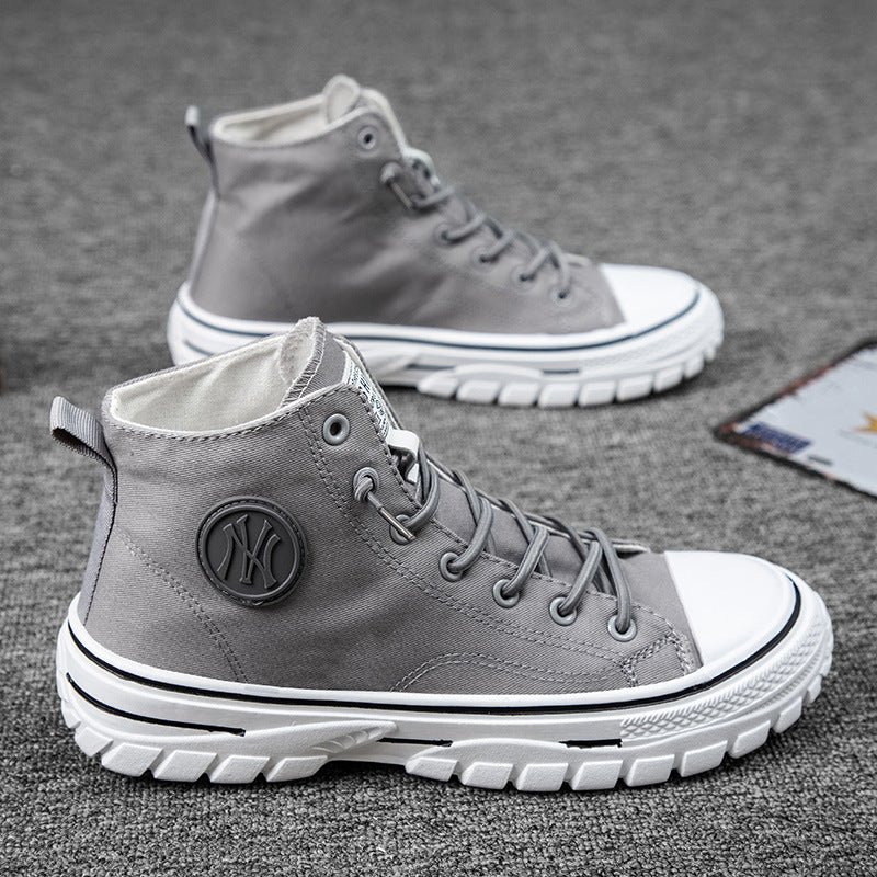 High top canvas shoes Korean style trendy sports and leisure shoes fashionable trendy shoes student board shoes - Korvel