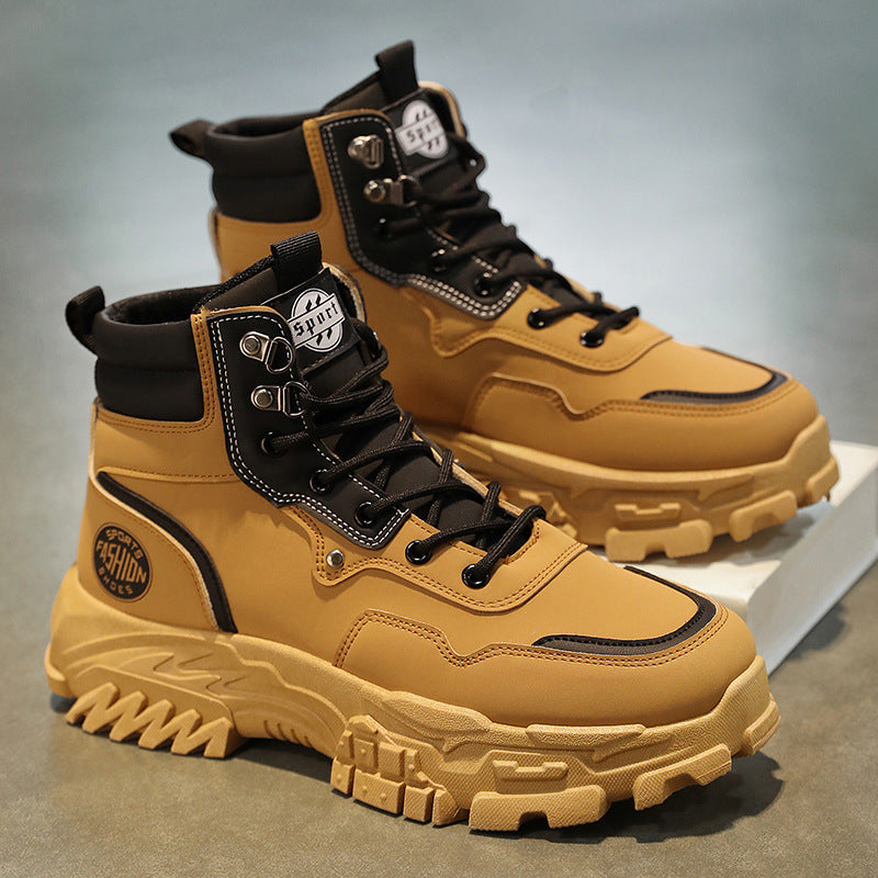 High top Martin boots for outdoor men anti slip wear-resistant thick soled versatile workwear trendy shoes - Korvel