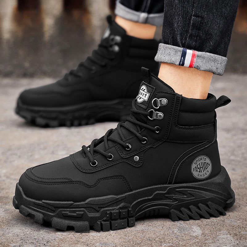 High top Martin boots for outdoor men anti slip wear-resistant thick soled versatile workwear trendy shoes - Korvel